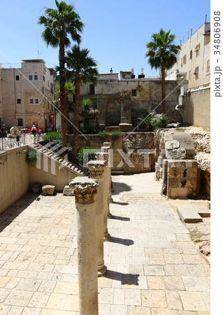 walk through the ancient, white city of Jerusalem, 34806908