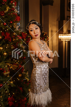 Beautiful lady in silk dress Beautiful lady in silk dress 34806996