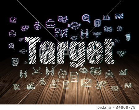 Business concept: Target in grunge dark room 34808779