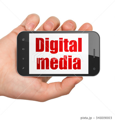 Marketing concept: Hand Holding Smartphone with Marketing concept: Hand Holding Smartphone with 34809003
