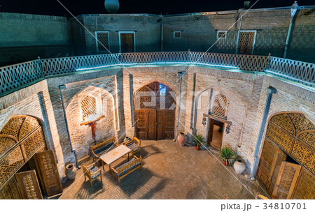 Courtyard of a medieval caravanserai in Bukhara 34810701