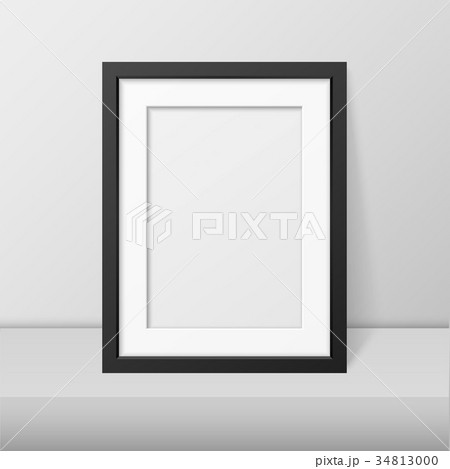 Vector realistic blank black picture frame closeup 34813000