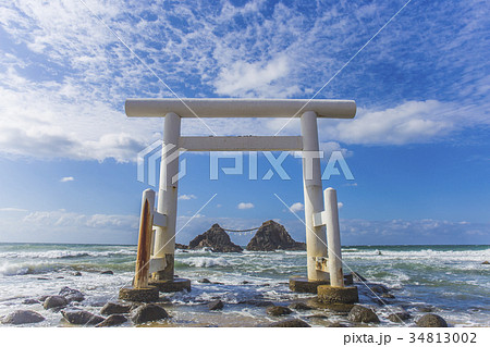 夫婦岩 白い鳥居 糸島 夫婦岩 白い鳥居 糸島 34813002