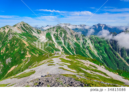 針ノ木岳稜線と立山連峰 34815086