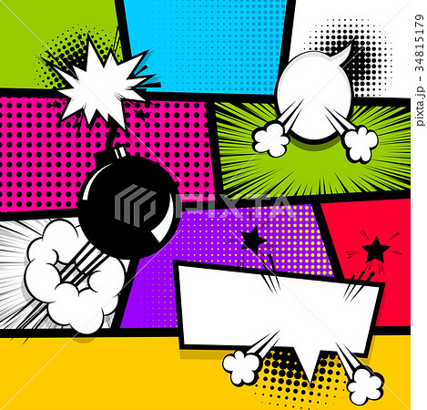 Pop art strip comic text speech bubble bomb 34815179