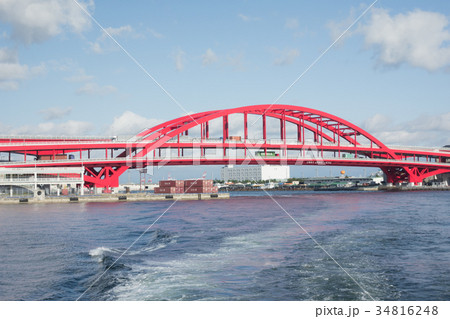海上から見た神戸大橋 34816248