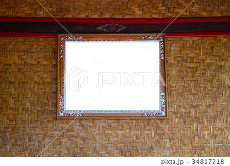 Bamboo wall with wooden frame Bamboo wall with wooden frame 34817218