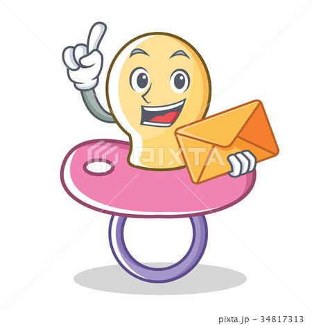 With envelope baby pacifier character cartoon 34817313