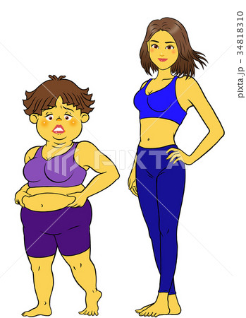 ダイエット成功の女性と失敗した女性 34818310