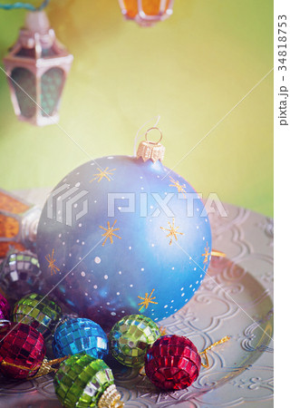 Christmas balls and lights, retro toned Christmas balls and lights, retro toned 34818753