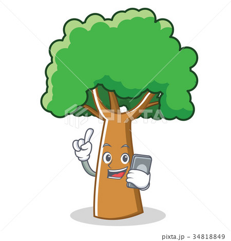 With phone tree character cartoon style 34818849