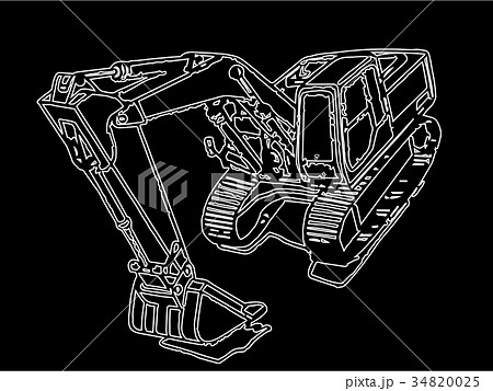 パワーショベル黒バックのイラスト素材 34820025 Pixta