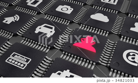 Grid of black cpus witch different iot symbols  34821033