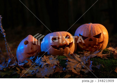 Shot of Halloween pumpkin jack head 34821909