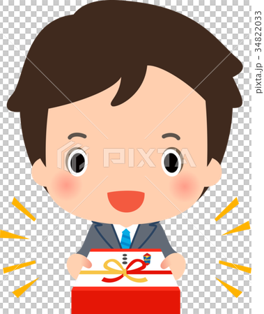 熨斗の付いた箱を差し出すスーツの男性 34822033