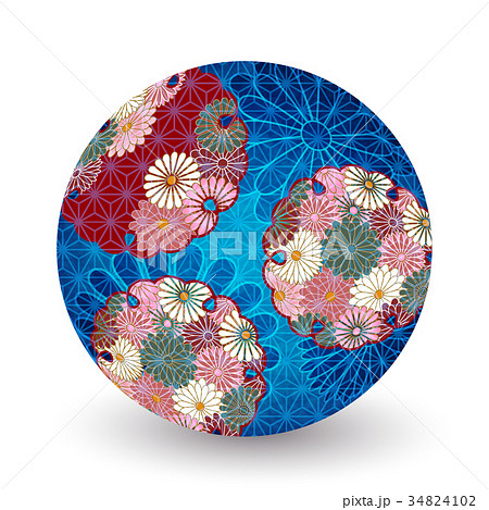 菊　年賀状　手毬　アイコン  34824102