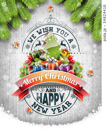 Vector Merry Christmas illustration typography 34824416