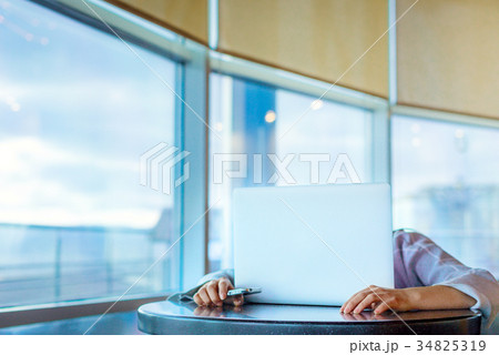 Female using laptop 34825319