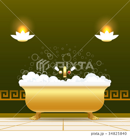 Golden bathtub illustration 34825840