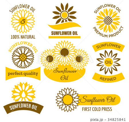 Sunflower oil logo set 34825841