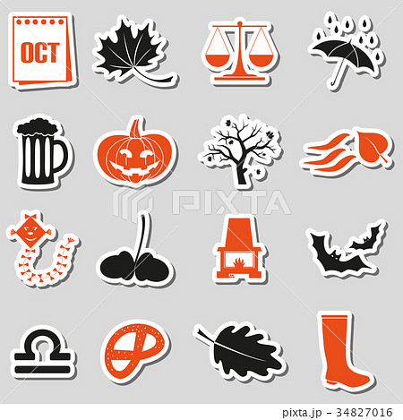 october month theme set of simple stickers eps10 34827016