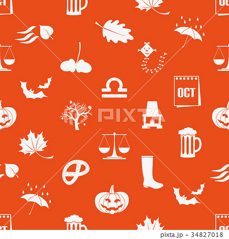 october theme set of icons orange seamless pattern 34827018