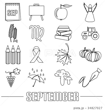 september month theme set of outline icons eps10 september month theme set of outline icons eps10 34827027