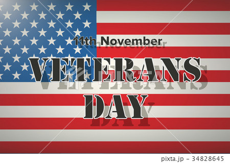 American Flag and Veterans Day Label 34828645