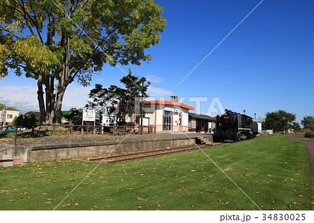 愛国駅と9600形蒸気機関車19671。 34830025