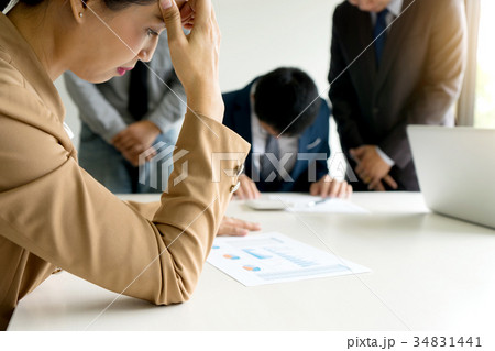 businesswoman boss head leader feel upset businesswoman boss head leader feel upset 34831441