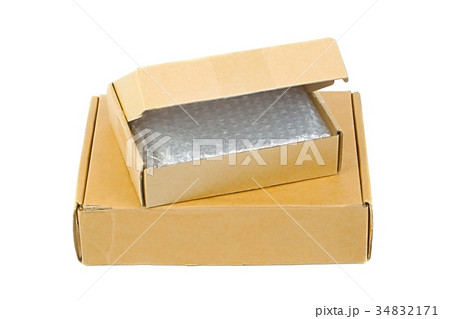 Cardboard Box on White 34832171