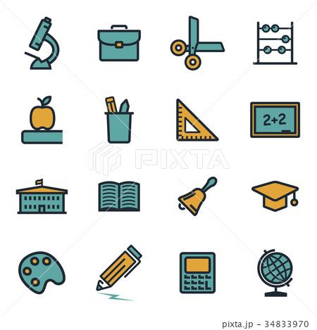 Vector flat education icons set 34833970