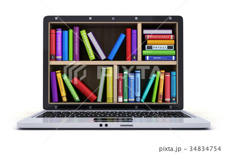 Laptop and many books 34834754