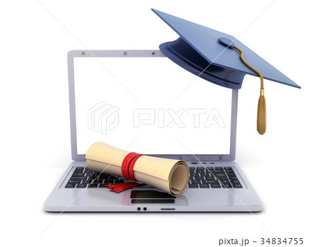 Laptop and sign e-learning 34834755