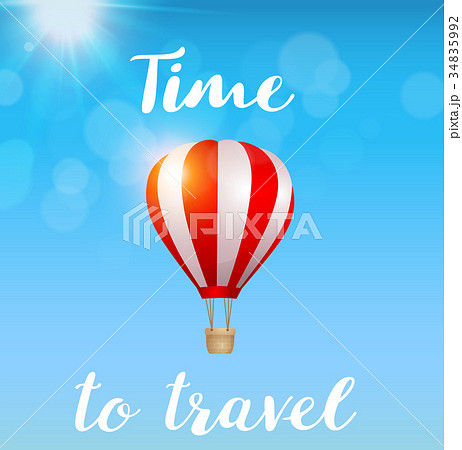 Red air balloon in the blue sky. 34835992