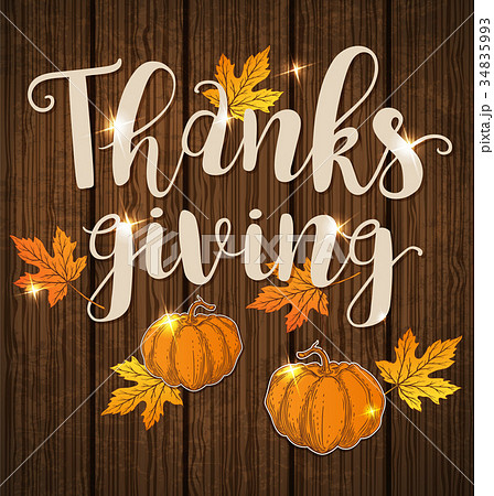 Orange pumpkins and maple leaves 34835993