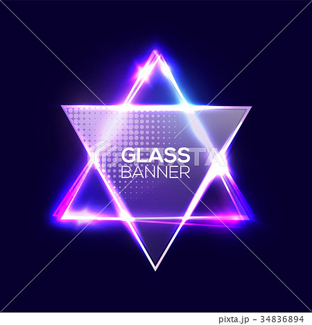 David star. Neon sign. Triangle background with 34836894