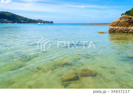 Soft Wave Of Blue Ocean On Sandy Beach 34837217