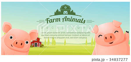 Farm animal and Rural landscape with pigs 34837277