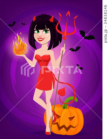 Devil girl for Halloween. Sexy she-devil Devil girl for Halloween. Sexy she-devil 34838146