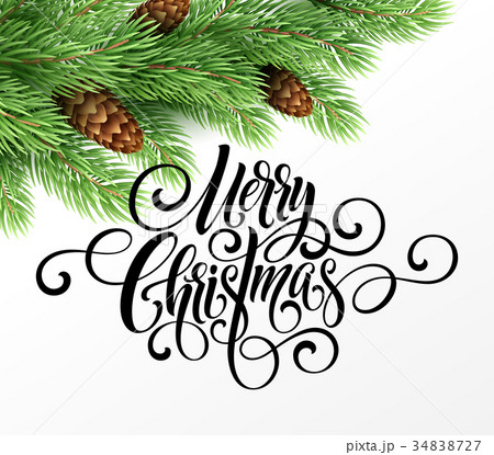 Greeting card with christmas tree and calligraphic 34838727