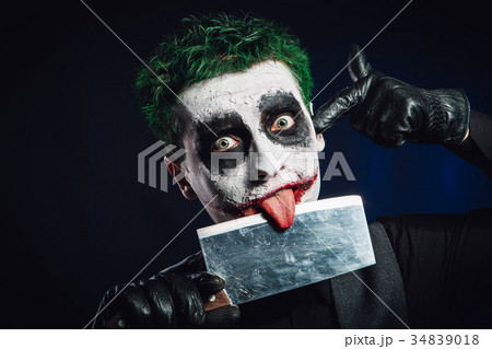 crazy joker face. Halloween 34839018