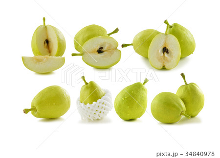 Ripe pear on a white background 34840978