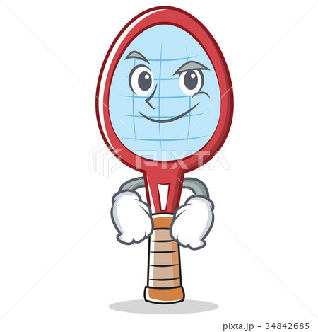 Smirking tennis racket character cartoon 34842685