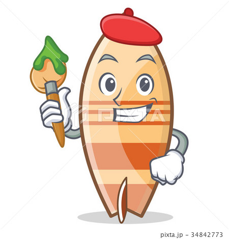 Artist surfboard character cartoon style Artist surfboard character cartoon style 34842773