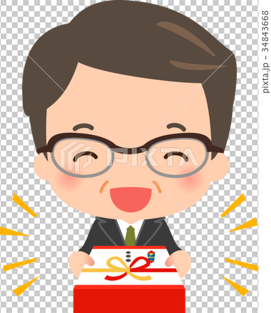 熨斗の付いた箱を差し出すスーツの中年男性 34843668