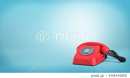 3d rendering of a red retro rotary phone with a 34844060