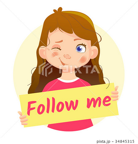Girl holding Follow me poster-Wink 34845315