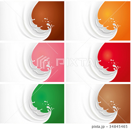 Milk splash on different color backgrounds Milk splash on different color backgrounds 34845465