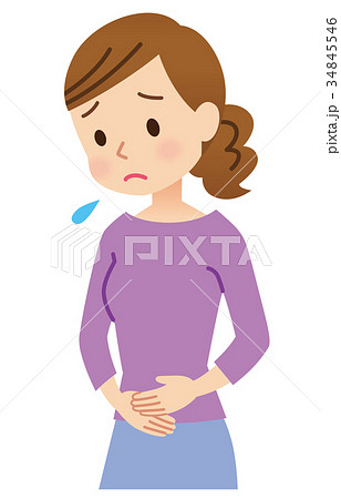 お腹を押さえる女性 34845546